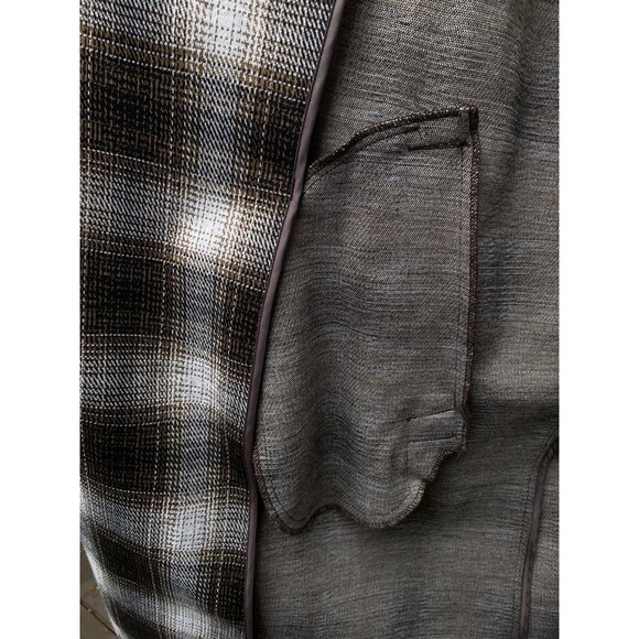 BB Dakota Steve Madden Academia Plaid Longline Blazer Jacket Brown Size L - Picture 11 of 12